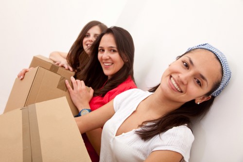 Office furniture and equipment prepared for a commercial move